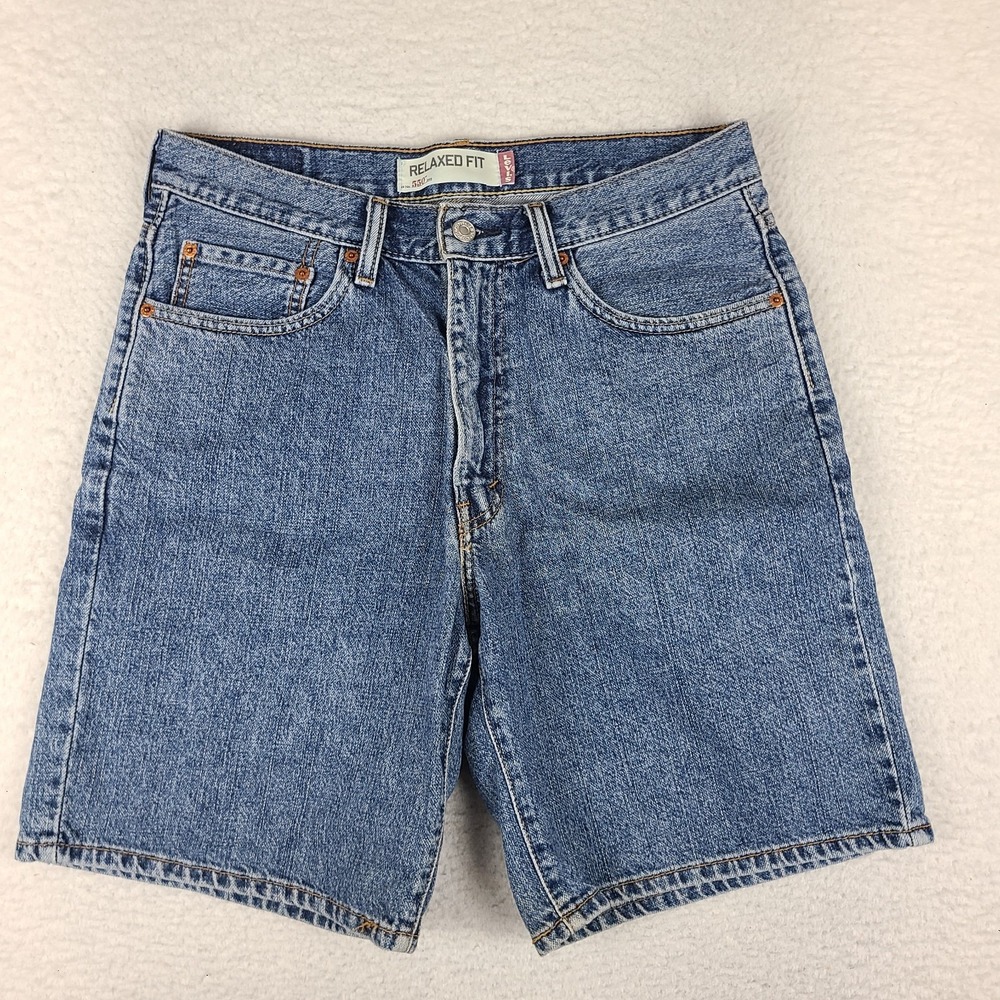Levi's 550 Jean Shorts Mens 33 Blue 9" Inseam Relaxed Fit 100% Cotton Denim